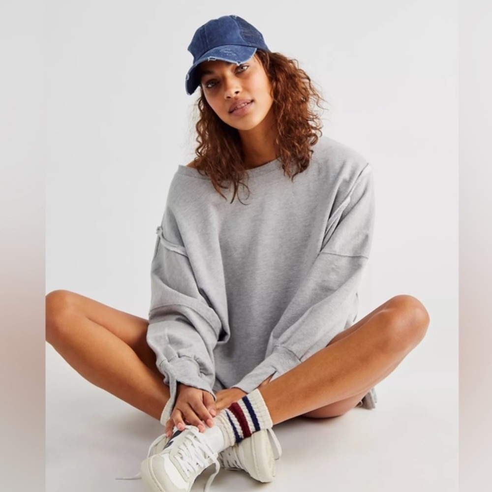 FP Camden Oversized Sweatshirt in Sand Heather Gray - Picture 14 of 14